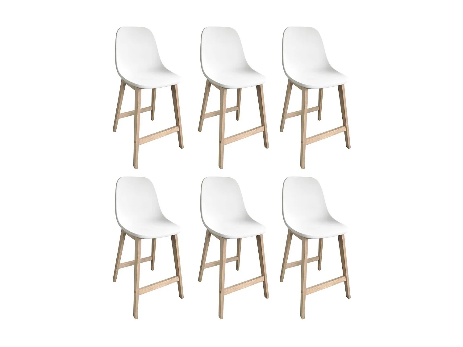 Set aus Insel- und Barstühlen aus Eiche mit 65 cm Kunststoffsitzfläche ELIOS