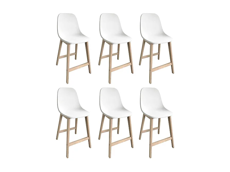 Set eikenhouten eiland- en barstoelen met 65 cm kunststof zitting ELIOS