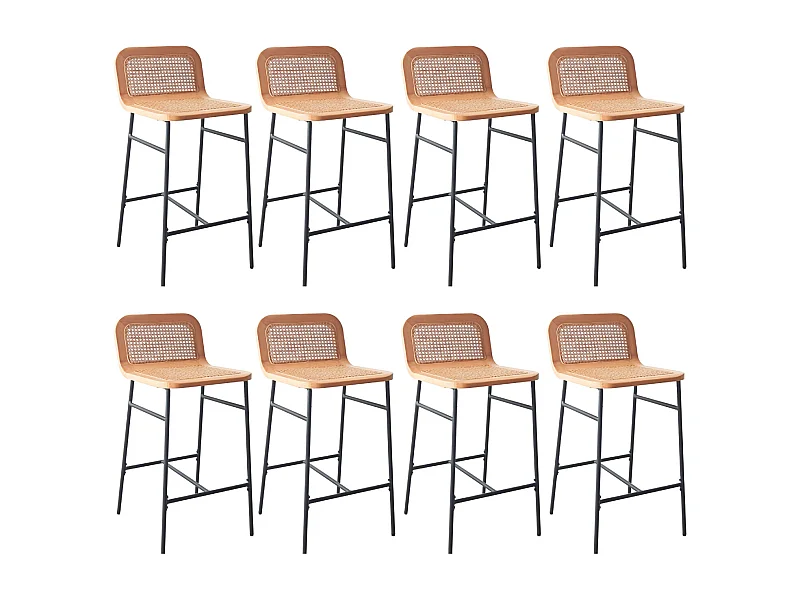 Set di sedie da bar e da isola in metallo SANA con seduta in canna da 65 cm