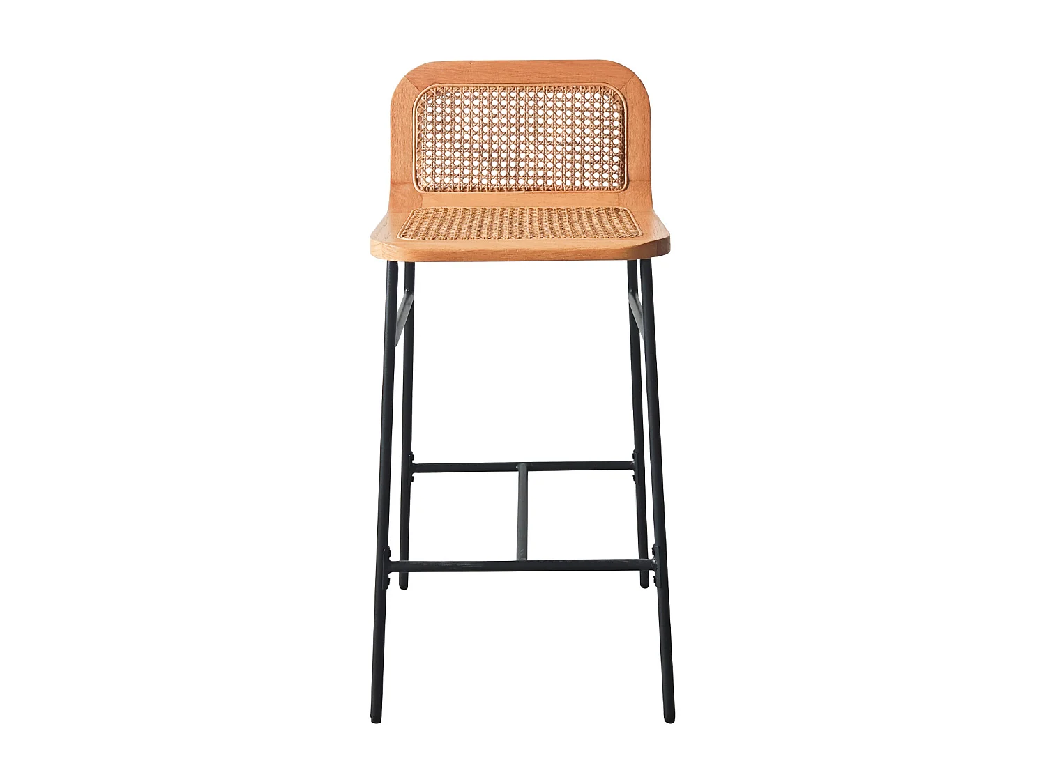 Conjunto de sillas de isla y bar de metal SANA con asiento de caña de 65 cm