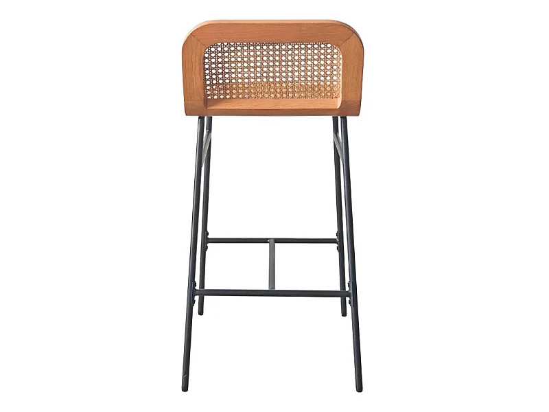 Conjunto de cadeiras de ilha e bar de metal SANA com assento de cana de 65 cm