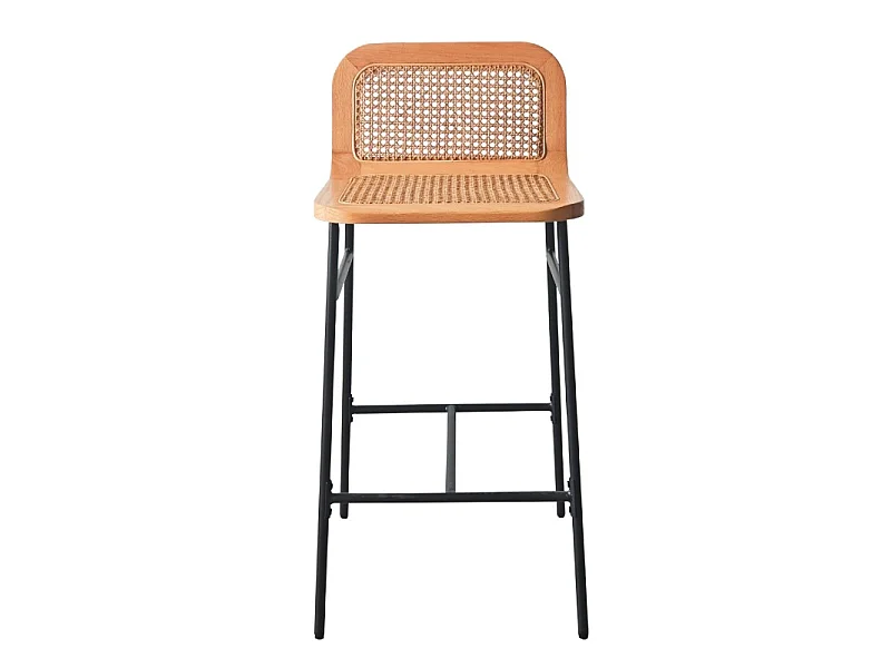 Conjunto de cadeiras de ilha e bar de metal SANA com assento de cana de 65 cm