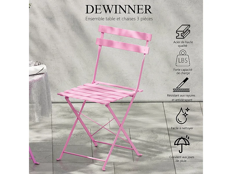 Lot de 3 Meubles de Jardin de Balcon,Bistrot Bar Salon de Jardin Exterieur 2 Personnes