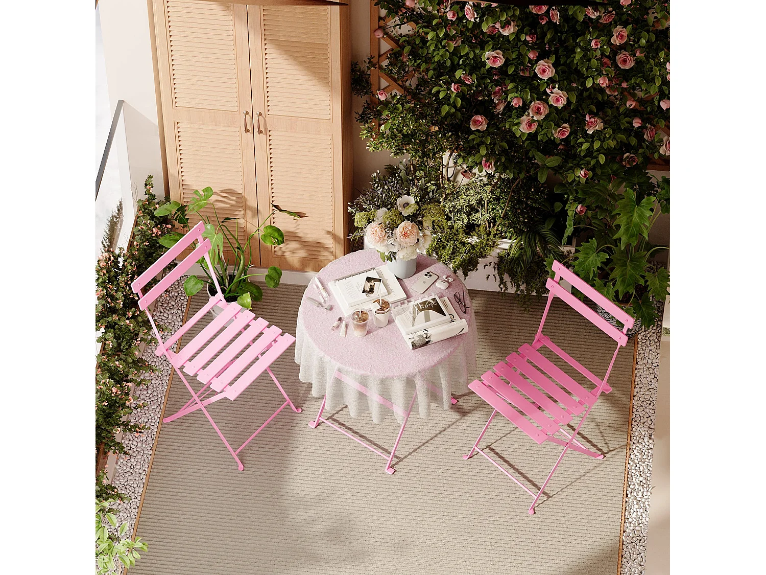 Lot de 3 Meubles de Jardin de Balcon,Bistrot Bar Salon de Jardin Exterieur 2 Personnes