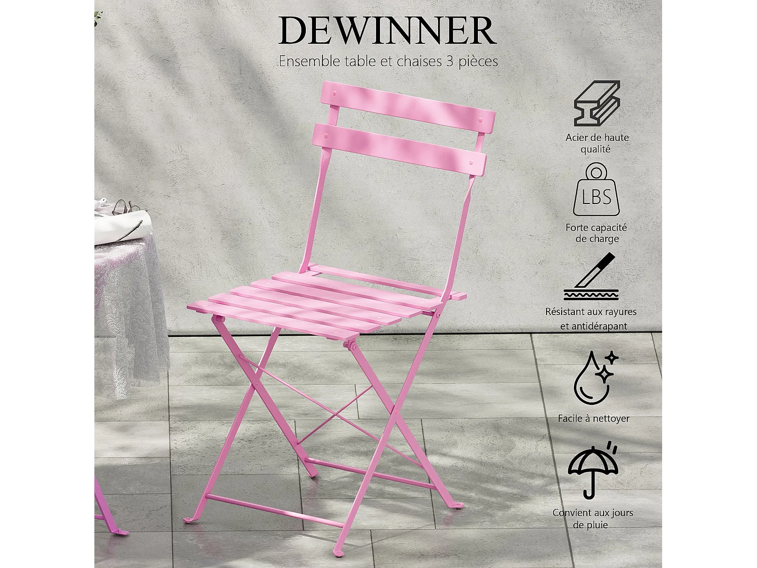 Lot de 3 Meubles de Jardin de Balcon,Bistrot Bar Salon de Jardin Exterieur 2 Personnes