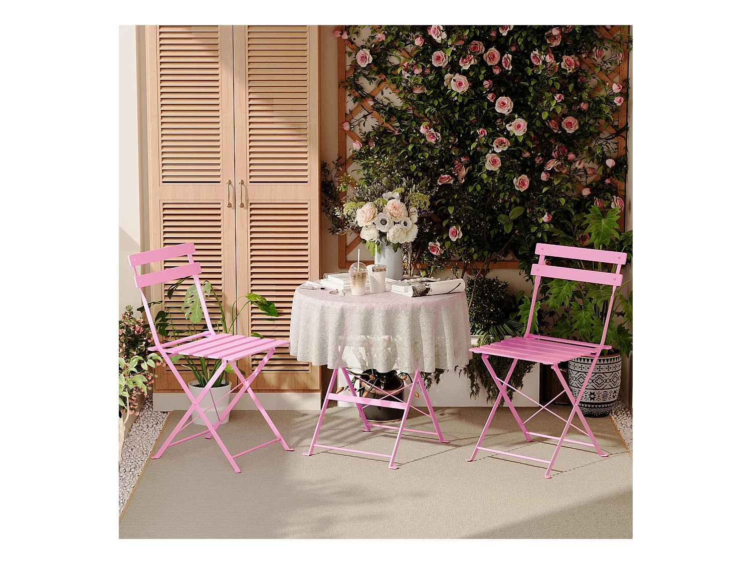Lot de 3 Meubles de Jardin de Balcon,Bistrot Bar Salon de Jardin Exterieur 2 Personnes