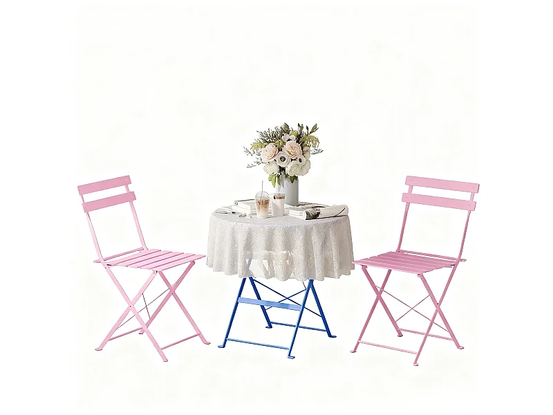 Lot de 3 Meubles de Jardin de Balcon, Bistrot Bar Salon de Jardin Exterieur 2 Personnes