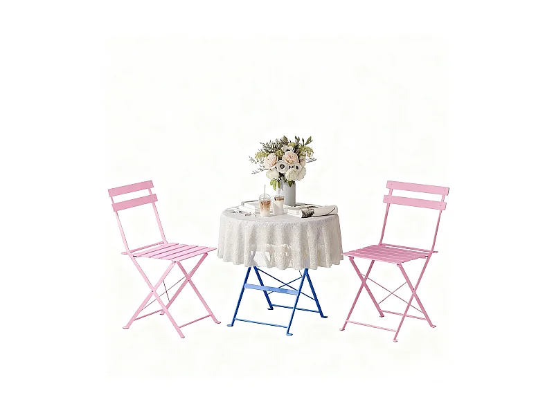 Lot de 3 Meubles de Jardin de Balcon, Bistrot Bar Salon de Jardin Exterieur 2 Personnes