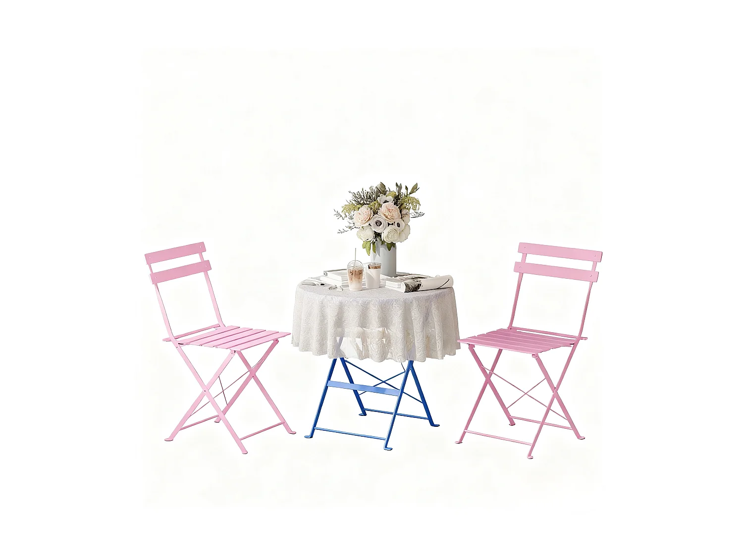 Lot de 3 Meubles de Jardin de Balcon, Bistrot Bar Salon de Jardin Exterieur 2 Personnes