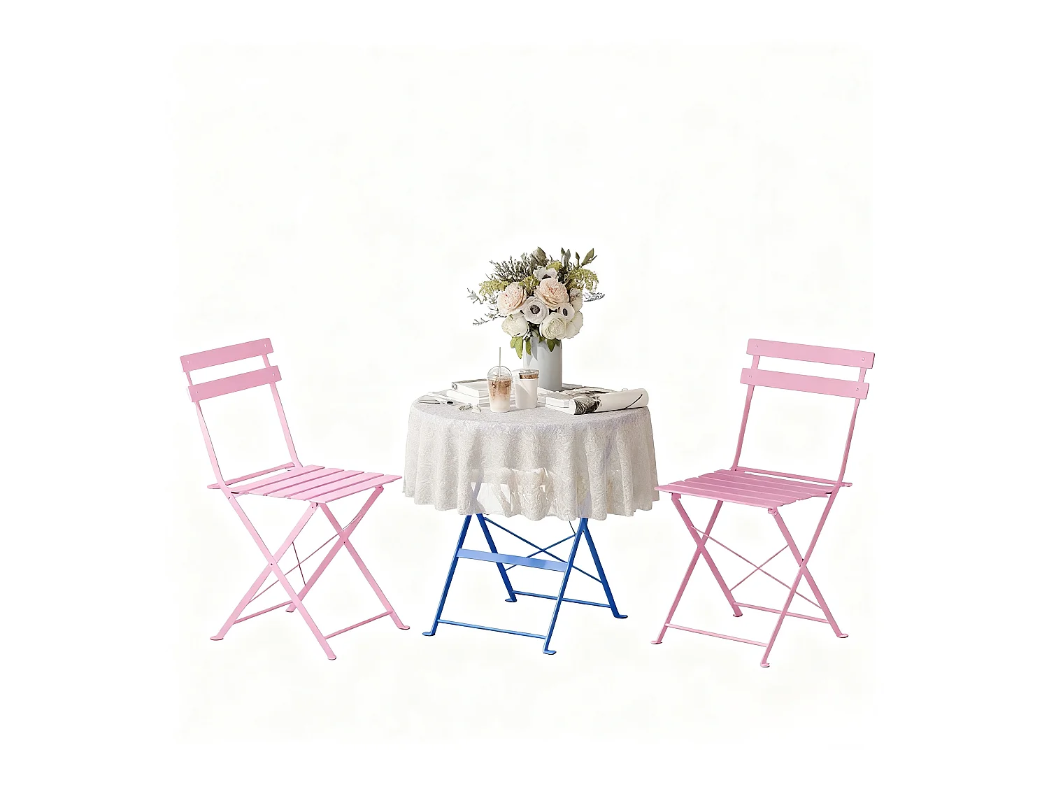 Lot de 3 Meubles de Jardin de Balcon, Bistrot Bar Salon de Jardin Exterieur 2 Personnes