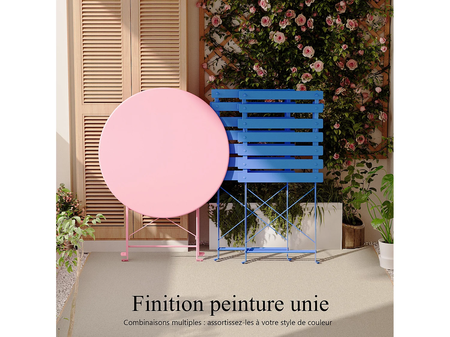 Lot de 3 Meubles de Jardin de Balcon, Bistrot Bar Salon de Jardin Exterieur 2 Personnes