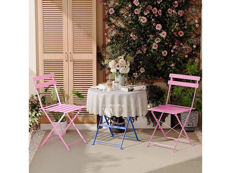 Lot de 3 Meubles de Jardin de Balcon, Bistrot Bar Salon de Jardin Exterieur 2 Personnes