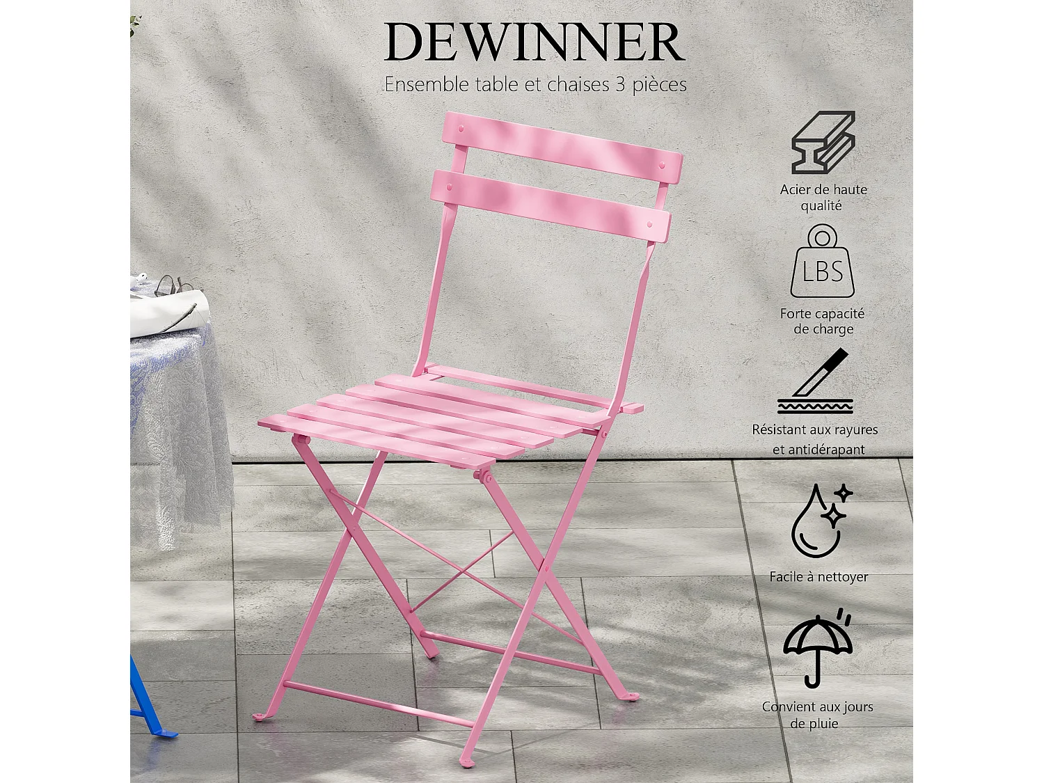 Lot de 3 Meubles de Jardin de Balcon, Bistrot Bar Salon de Jardin Exterieur 2 Personnes