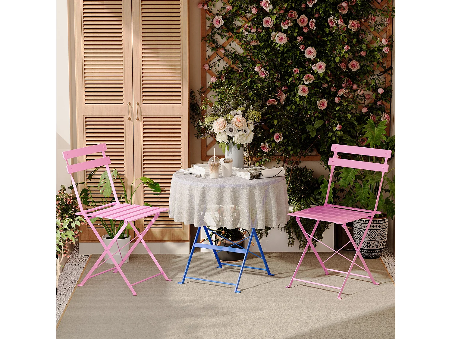 Set van 3 tuinmeubelen voor balkon, bistrobar, tuinsalon voor buiten, voor 2 personen