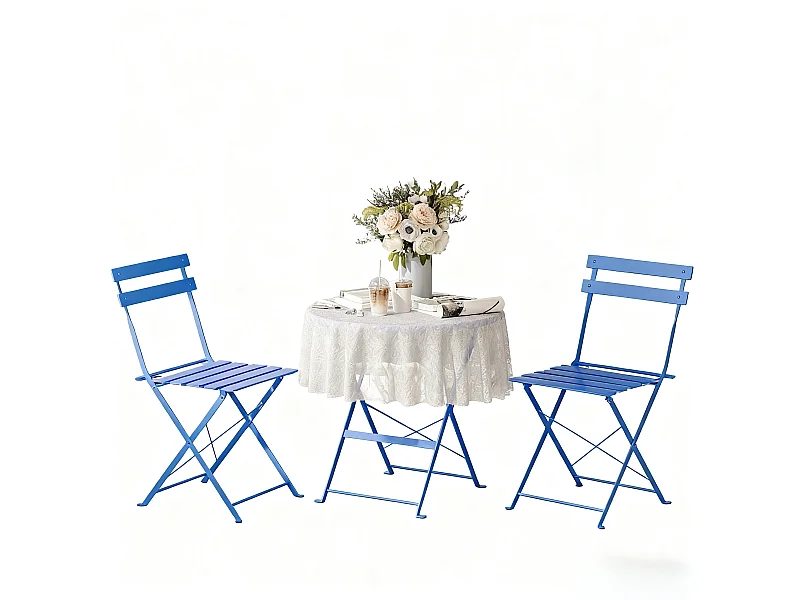 Lot de 3 Meubles de Jardin de Balcon, Table et chaises Pliable, Bistrot Bar Salon de Jardin Exterieur 2 Personnes