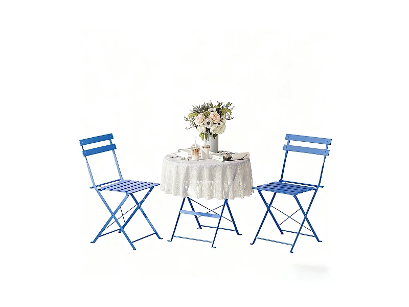 Lot de 3 Meubles de Jardin de Balcon, Table et chaises Pliable, Bistrot Bar Salon de Jardin Exterieur 2 Personnes