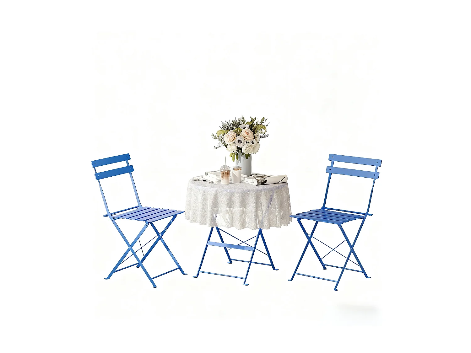 Lot de 3 Meubles de Jardin de Balcon, Table et chaises Pliable, Bistrot Bar Salon de Jardin Exterieur 2 Personnes