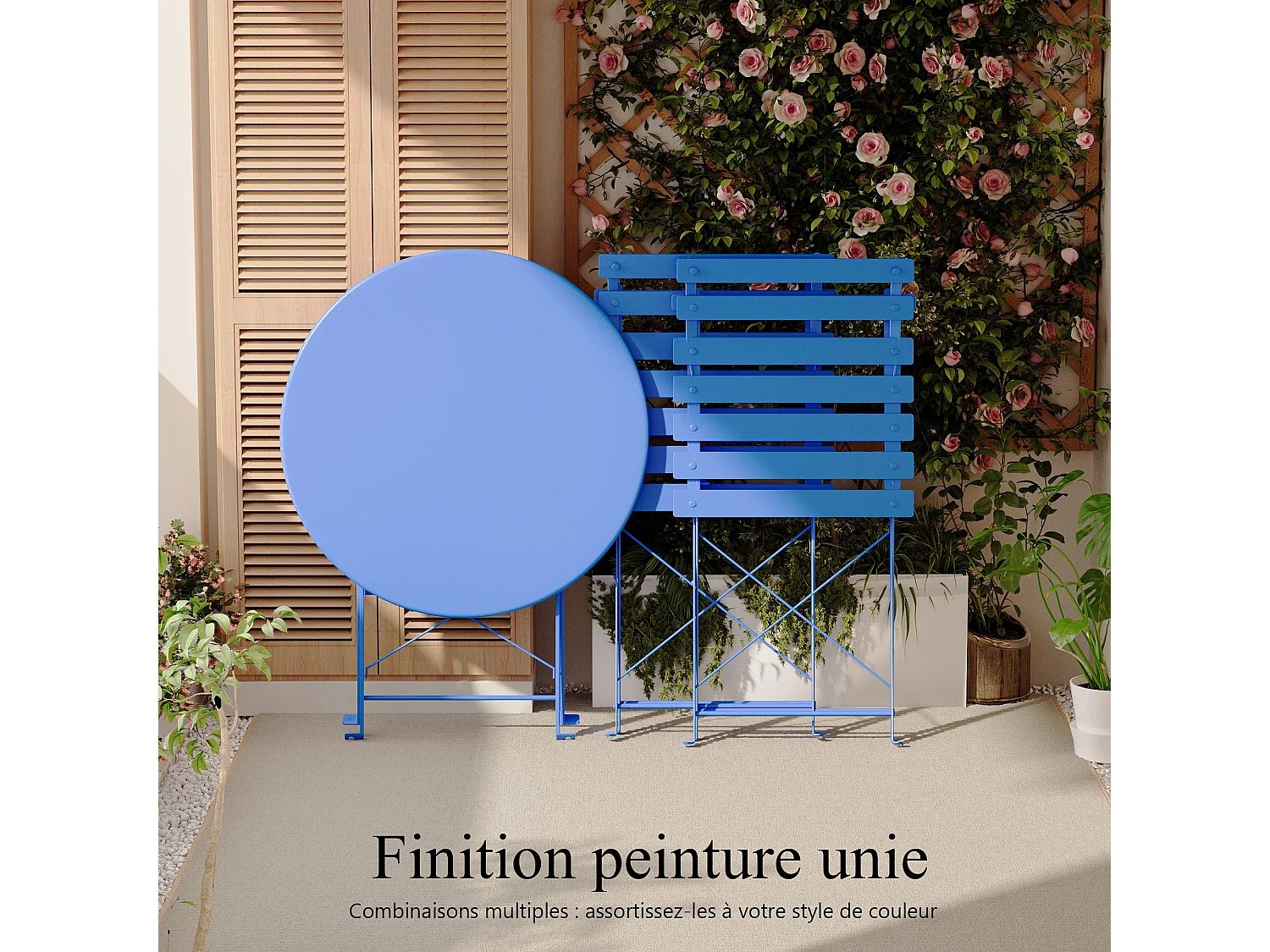 Lot de 3 Meubles de Jardin de Balcon, Table et chaises Pliable, Bistrot Bar Salon de Jardin Exterieur 2 Personnes