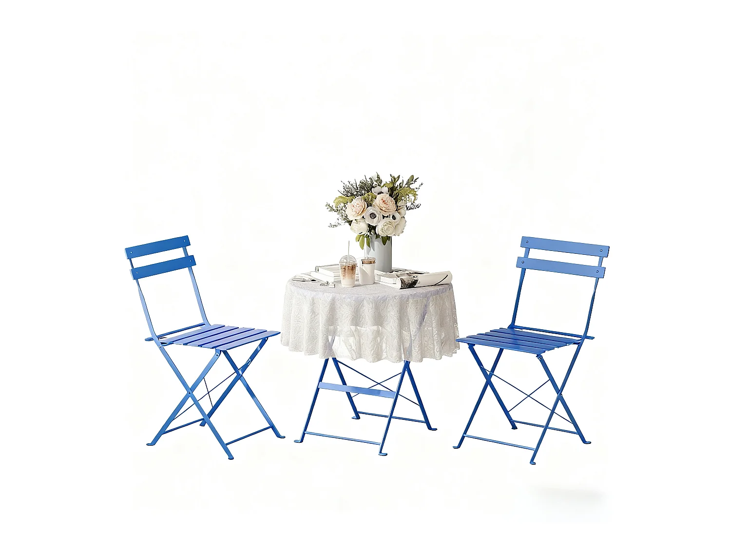 Lot de 3 Meubles de Jardin de Balcon, Table et chaises Pliable, Bistrot Bar Salon de Jardin Exterieur 2 Personnes