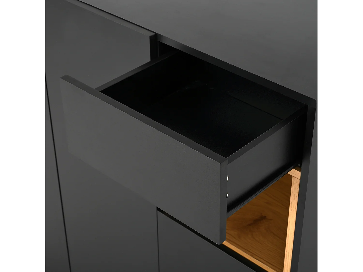 Schoenmeubel 105x39.5x100.5 cm - 1 lade en 3 deuren - met LED-verlichting - met verstelbare planken - Zwart en naturel