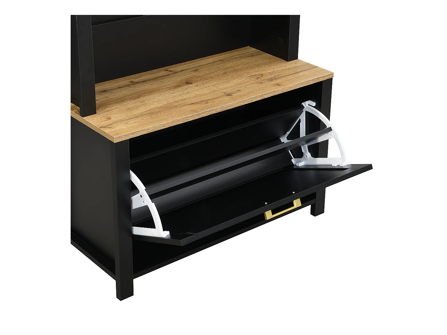 Ensemble vestiaire d'entrée 75x35x195 cm - avec meuble à chaussures et crochets - avec étagères - Noir