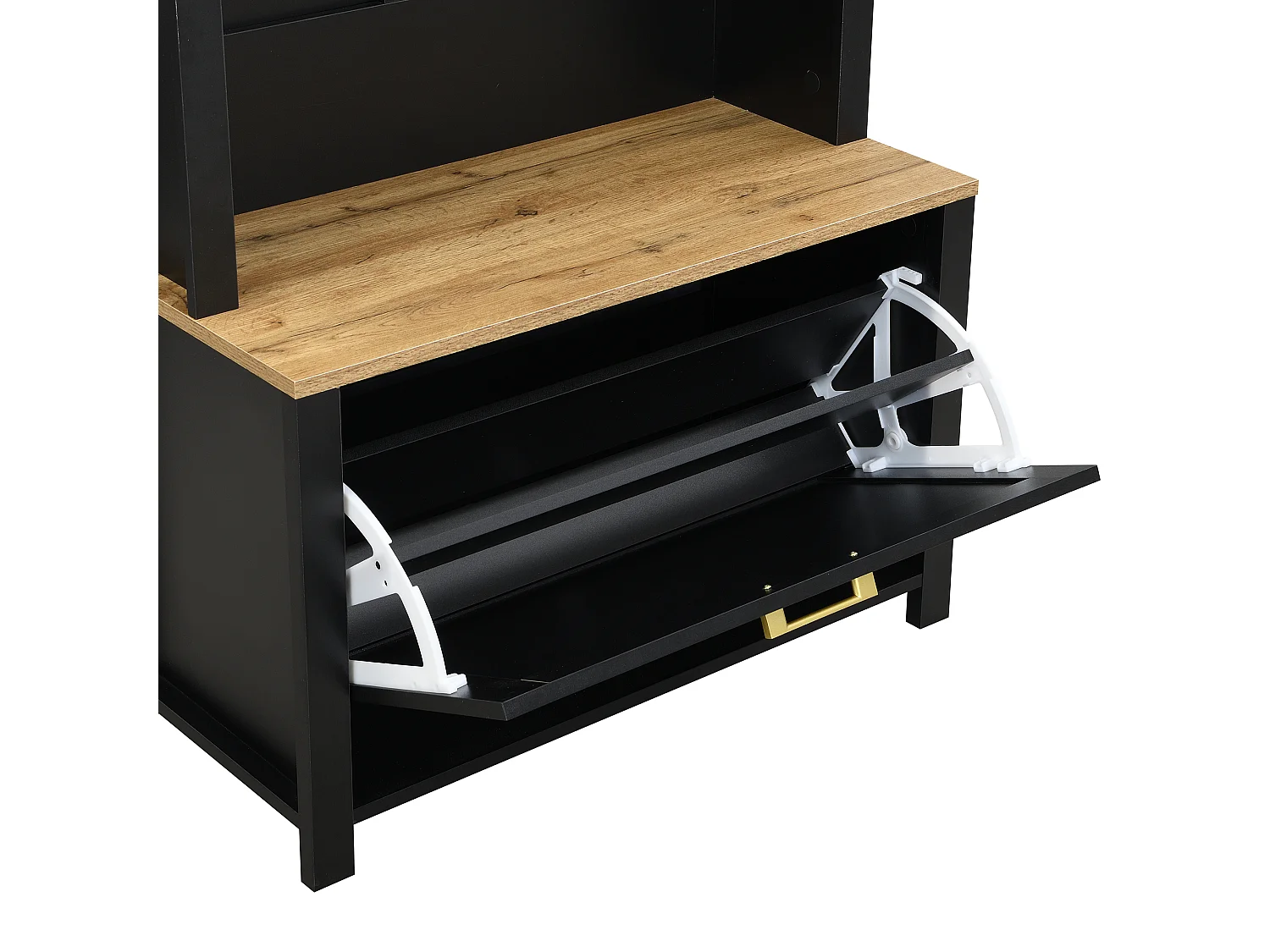 Zestaw na ubrania do przedpokoju 75x35x195 cm - z szafą na buty i wieszakami - z półkami - Czarny