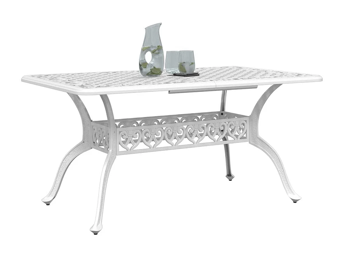 Alesra  Table de jardin blanc 150x90x72 cm aluminium coulé