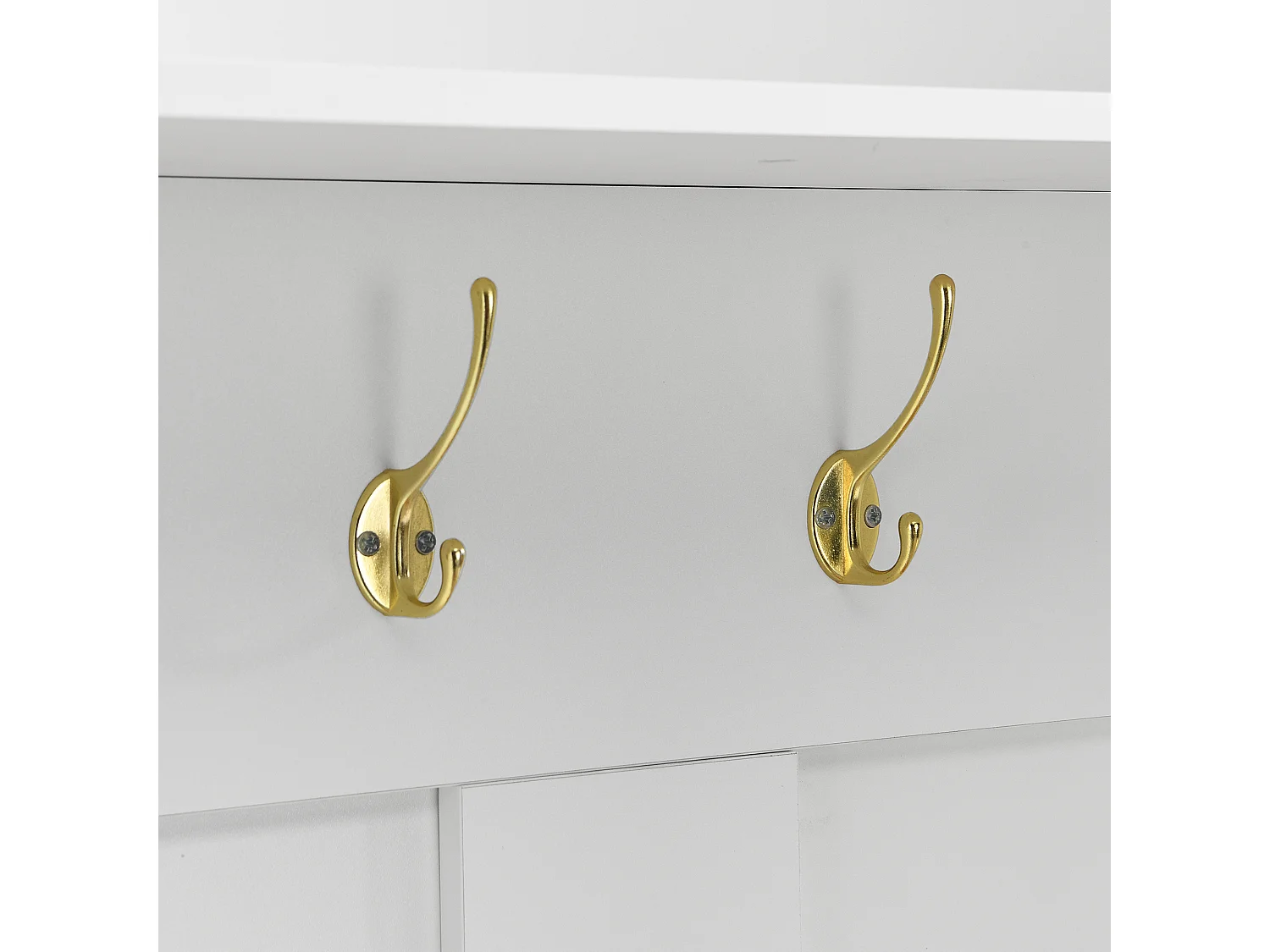 Ensemble vestiaire d'entrée 75x35x195 cm - avec meuble à chaussures et crochets - avec étagères - Blanc