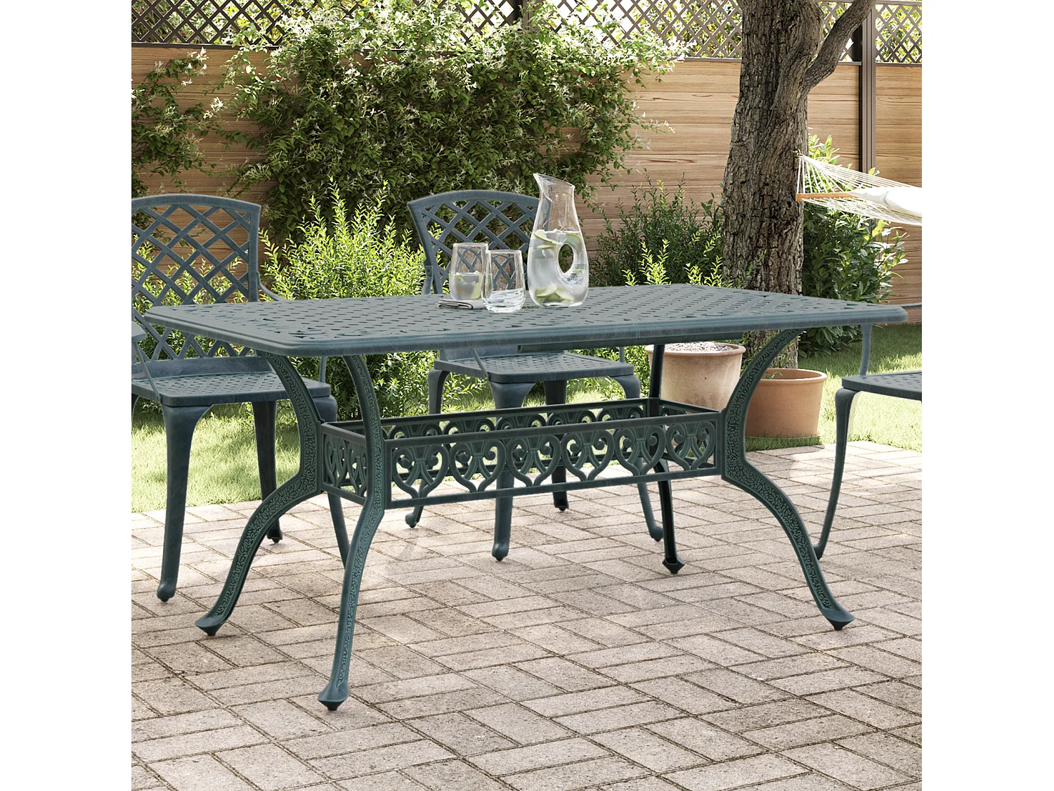 Alesra  Table de Jardin Vert 150 x 90 x 72 cm Aluminium