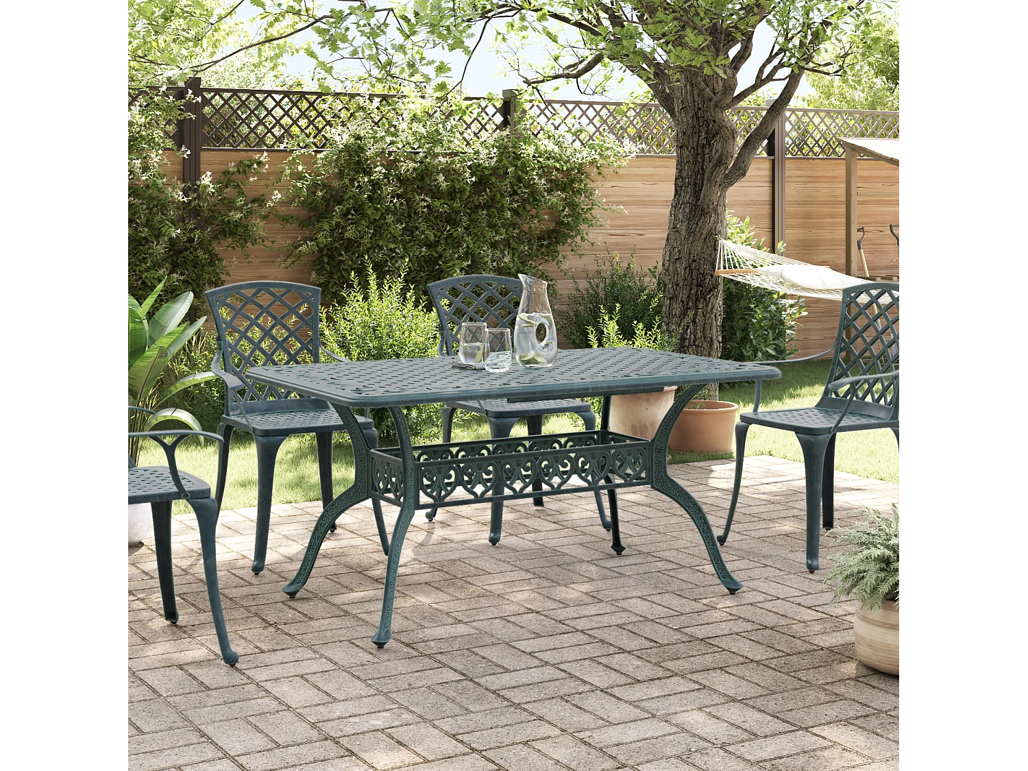 Alesra  Table de Jardin Vert 150 x 90 x 72 cm Aluminium