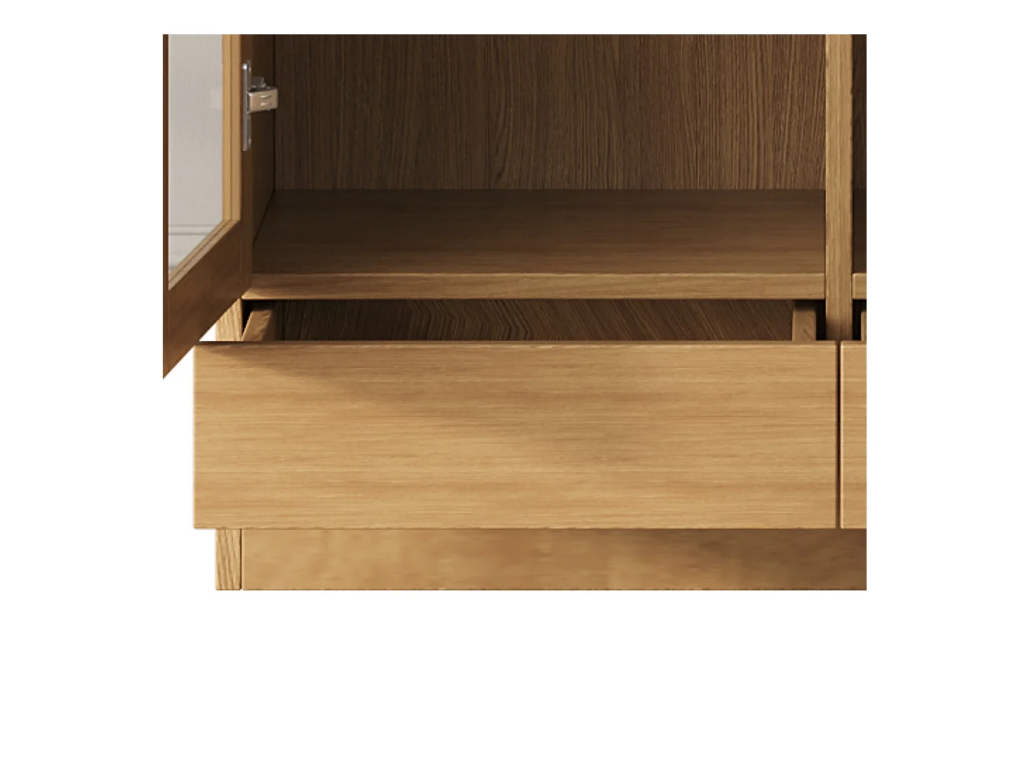 Vitrine 80x40x160cm - 2 tiroirs et 2 portes - portes en verre trempé - étagères multicouches - naturel