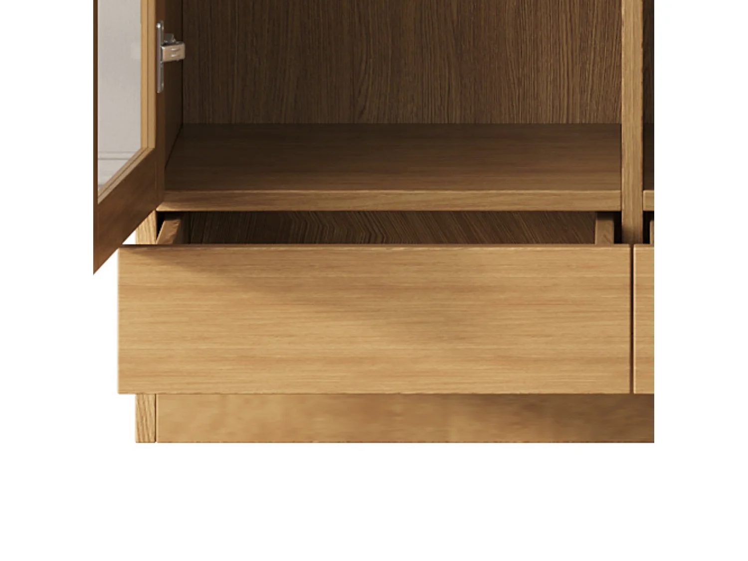 Vitrine 80x40x160cm - 2 tiroirs et 2 portes - portes en verre trempé - étagères multicouches - naturel