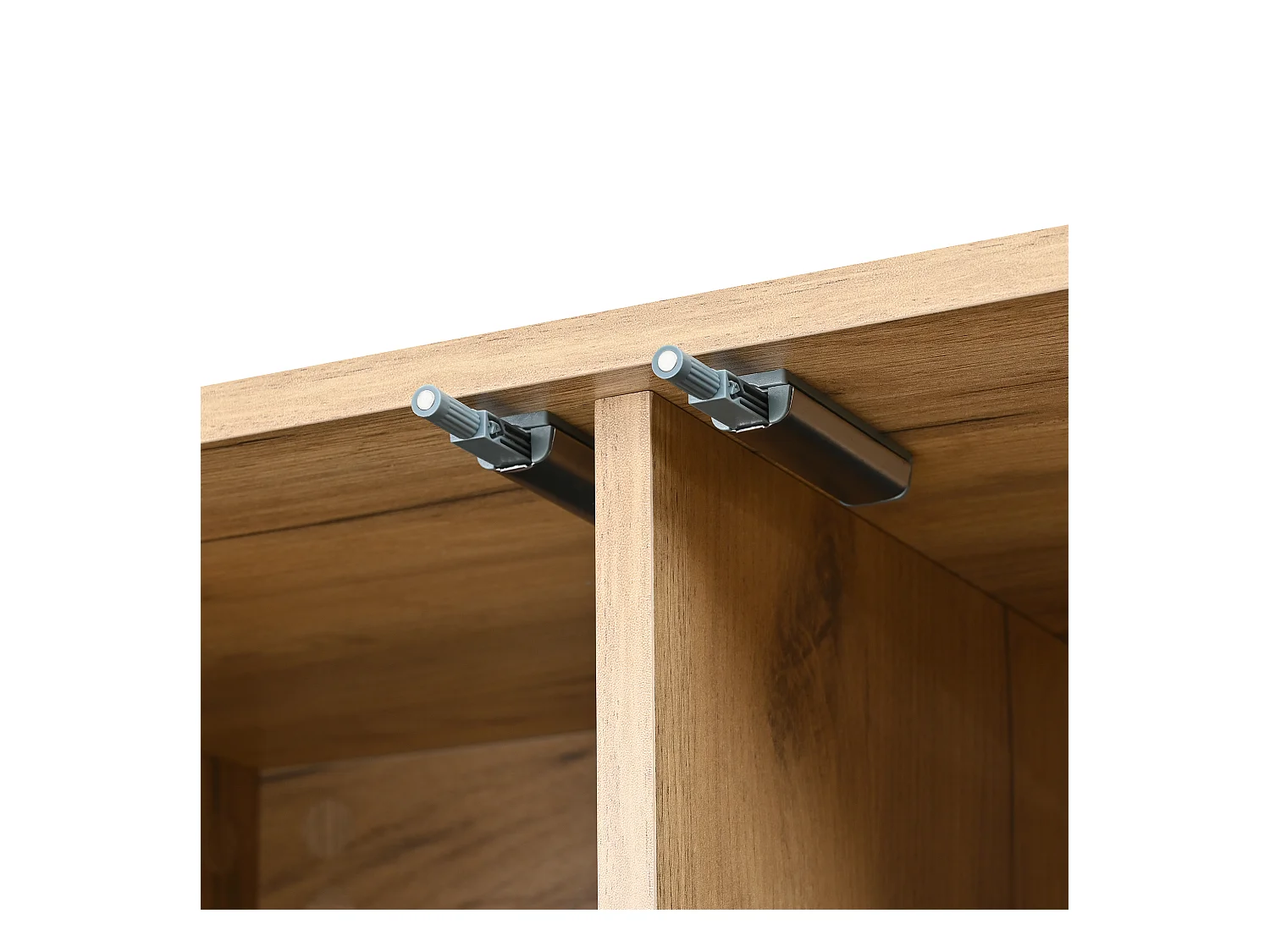 Buffet haut 65x35x190cm - avec 4 portes et 1 miroi - avec 1 compartiment de rangement ouvert - Naturel