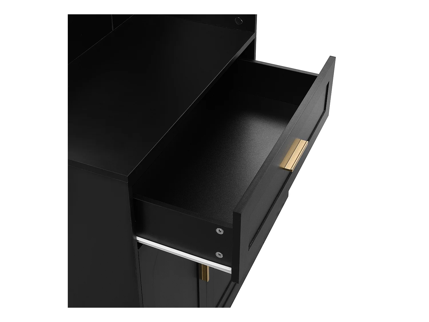 Ensemble vestiaire d'entrée 110x33x185,5 cm - 3 portes et 1 tiroir - Meuble à chaussures et banc à chaussures - avec miroir - Noir