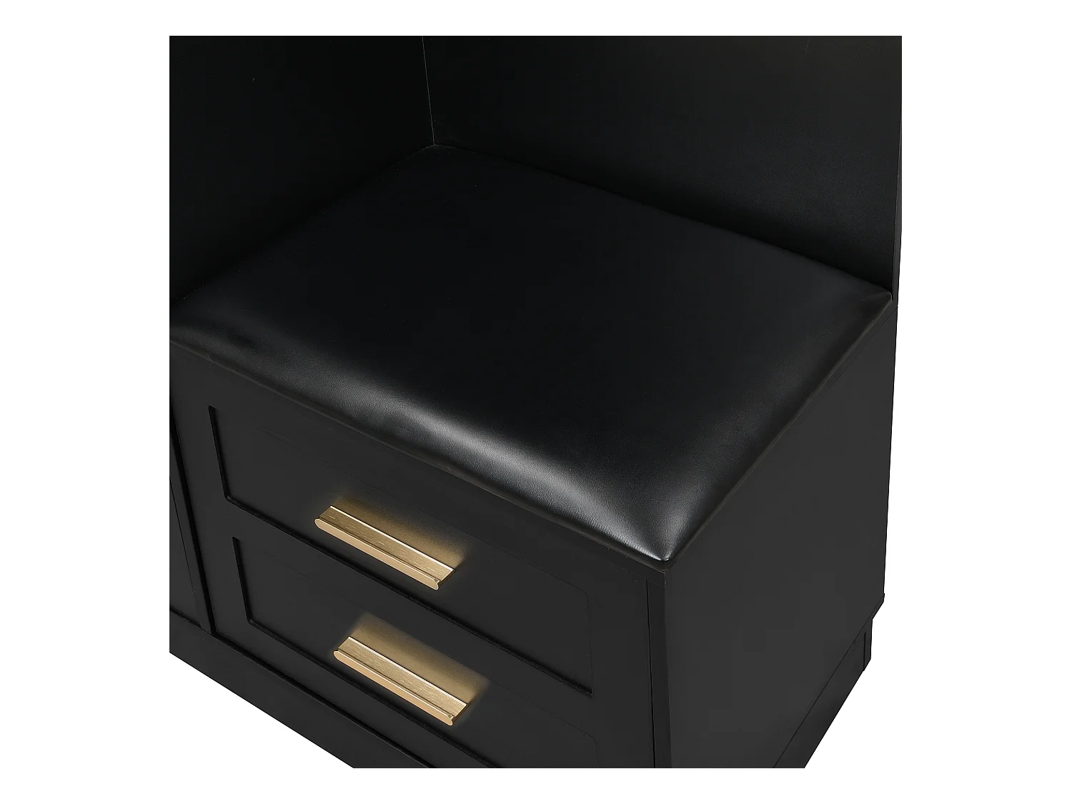 Ensemble vestiaire d'entrée 110x33x185,5 cm - 3 portes et 1 tiroir - Meuble à chaussures et banc à chaussures - avec miroir - Noir