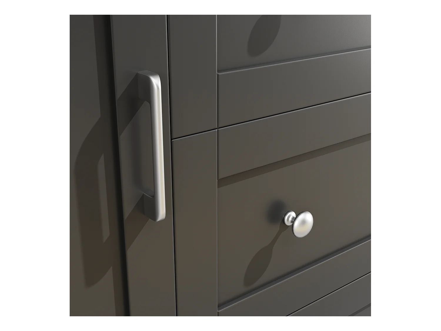 Buffet de cuisine 115x40x180cm - 4 portes + 3 tiroirs - meuble haut - avec éclairage LED - Style moderne - Noir