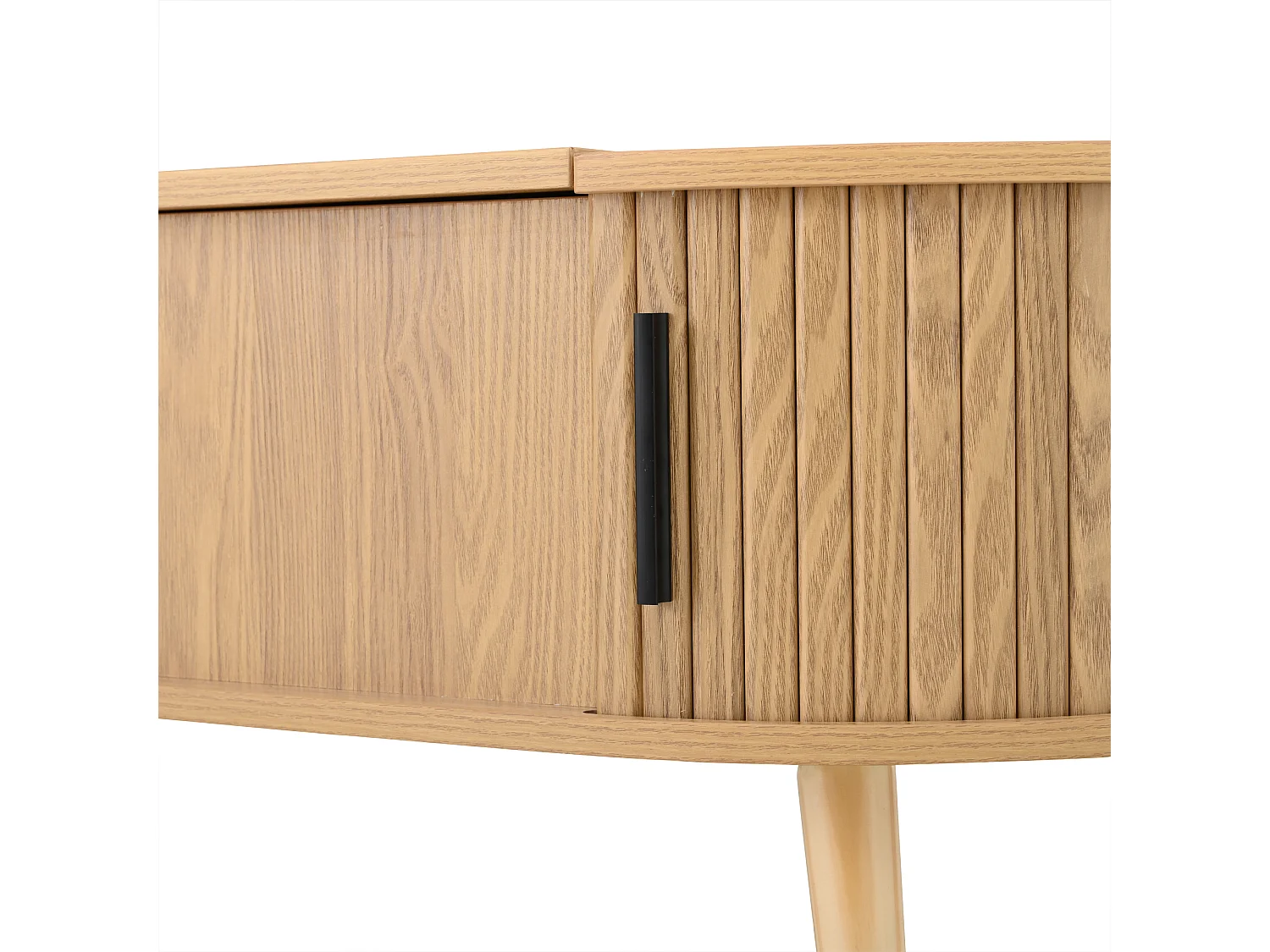 Mesa de centro ajustável em altura 120x50x39,5 cm - 2 portas - Armazenamento oculto - Pés de madeira maciça - Natural