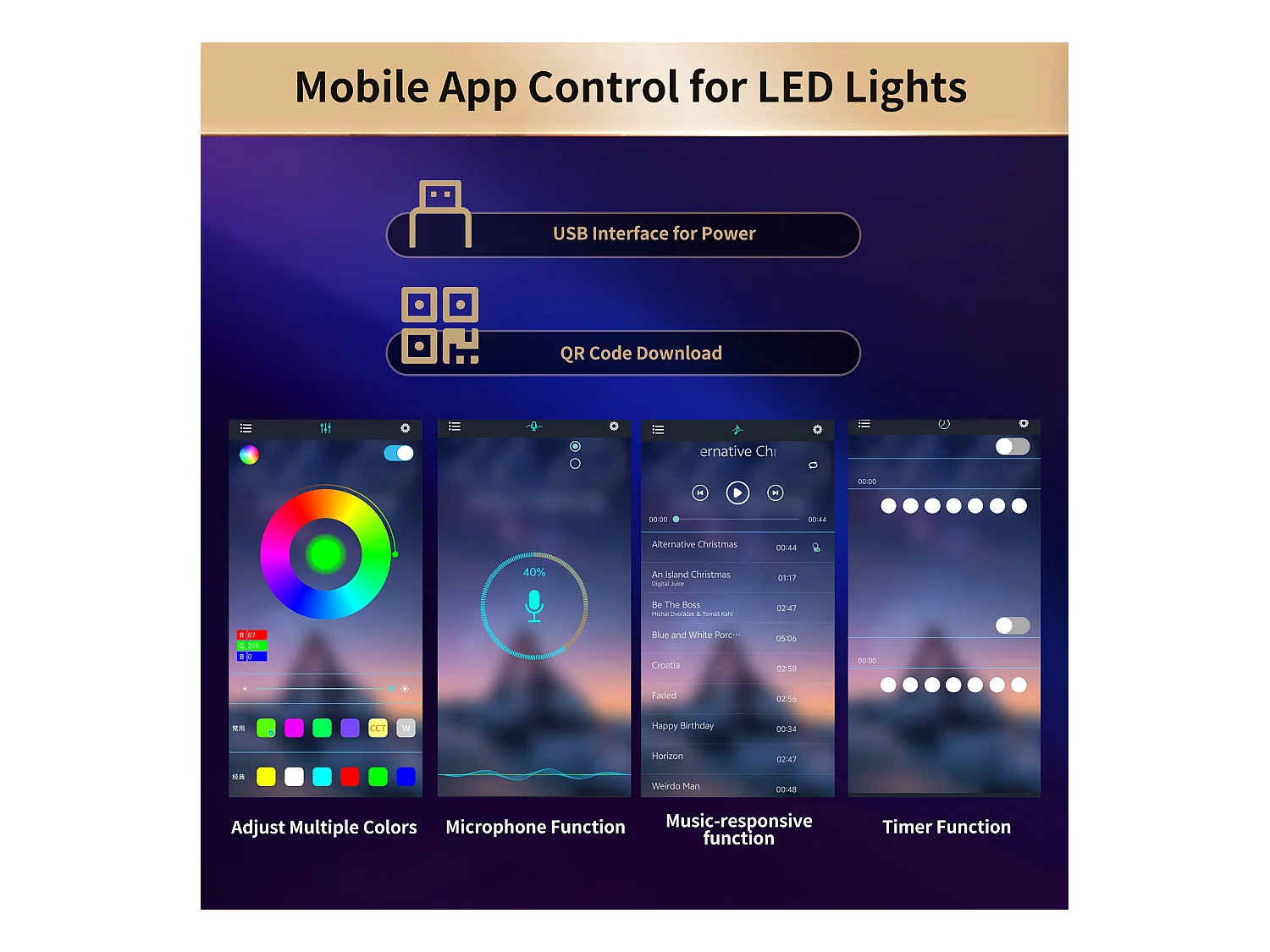 Buffet de cuisine 120x40x180cm - 4 portes + 3 tiroirs - meuble haut - avec éclairage LED - Style moderne - Noir