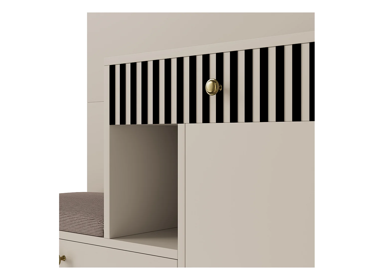 Ensemble vestiaire d'entrée 110x37x185,5 cm - avec miroir et crochets - Meuble à chaussures et banc à chaussures - Beige