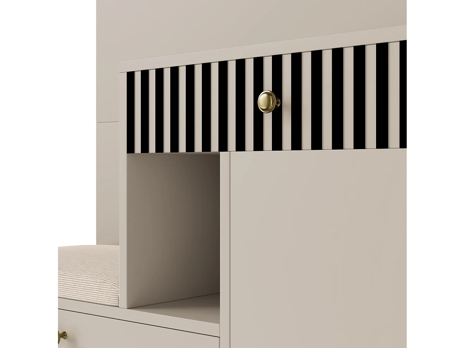 Set ingresso 110x37x185,5 cm - con specchio e ganci - Mobile per scarpe e panca calzatura - Beige