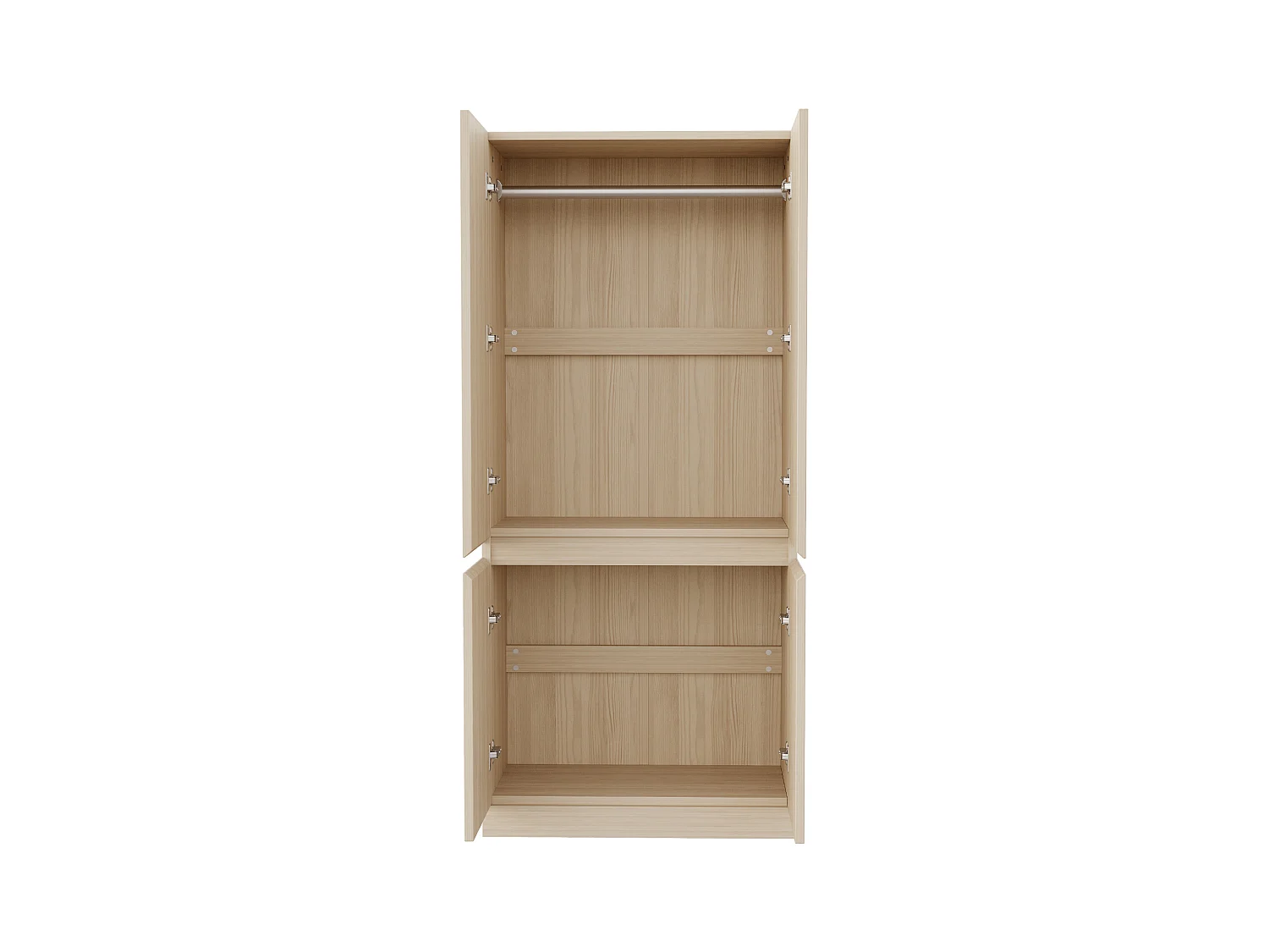 Armoire 70x40x170 cm - 4 portes - avec tige de séchage de vêtements - Naturel