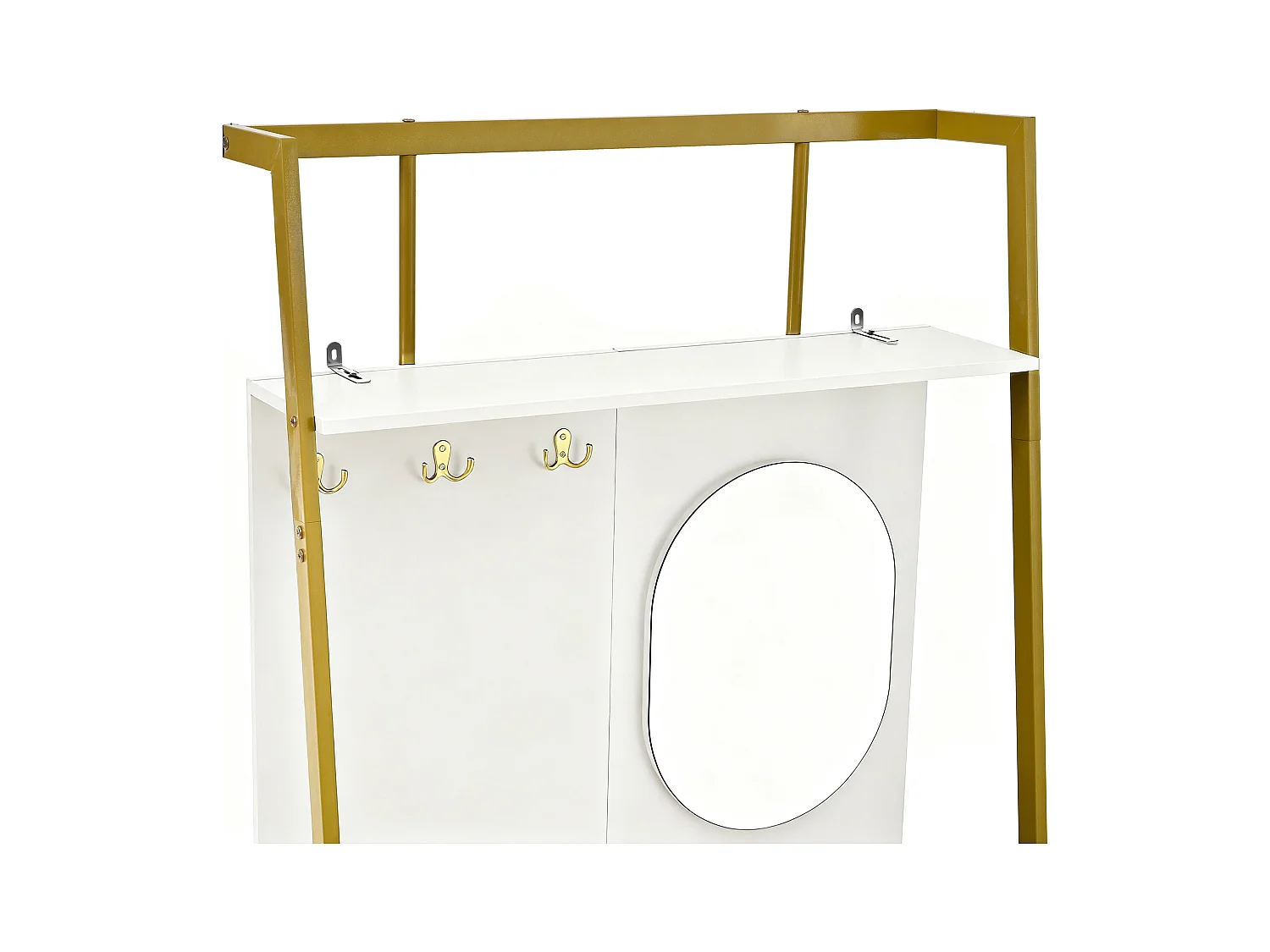 Ensemble vestiaire d'entrée 78x38,5x180,5cm - avec miroir et crochets - Meuble à chaussures - avec étagères - Blanc