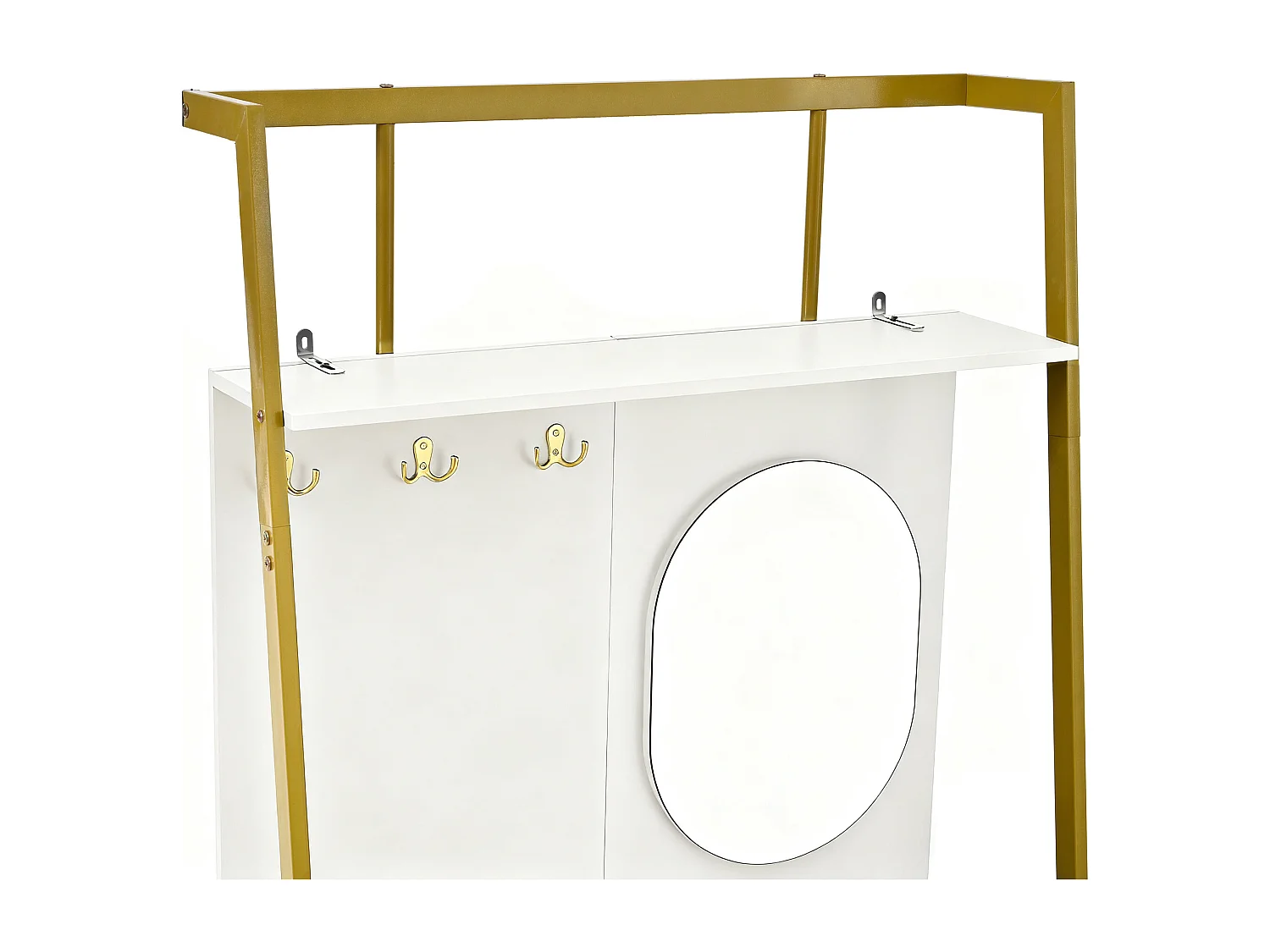 Ensemble vestiaire d'entrée 78x38,5x180,5cm - avec miroir et crochets - Meuble à chaussures - avec étagères - Blanc