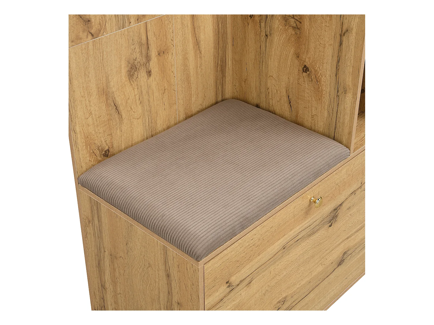 Ensemble vestiaire d'entrée 110x37x185,5 cm - avec miroir et crochets - Meuble à chaussures et banc à chaussures - Naturel