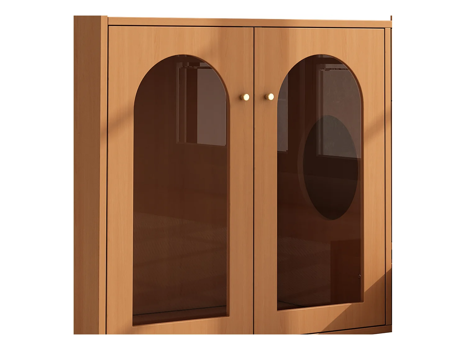 Buffet 120x45x83cm - 2 gamelles pour chat - 2 tiroirs et 2 portes - naturel