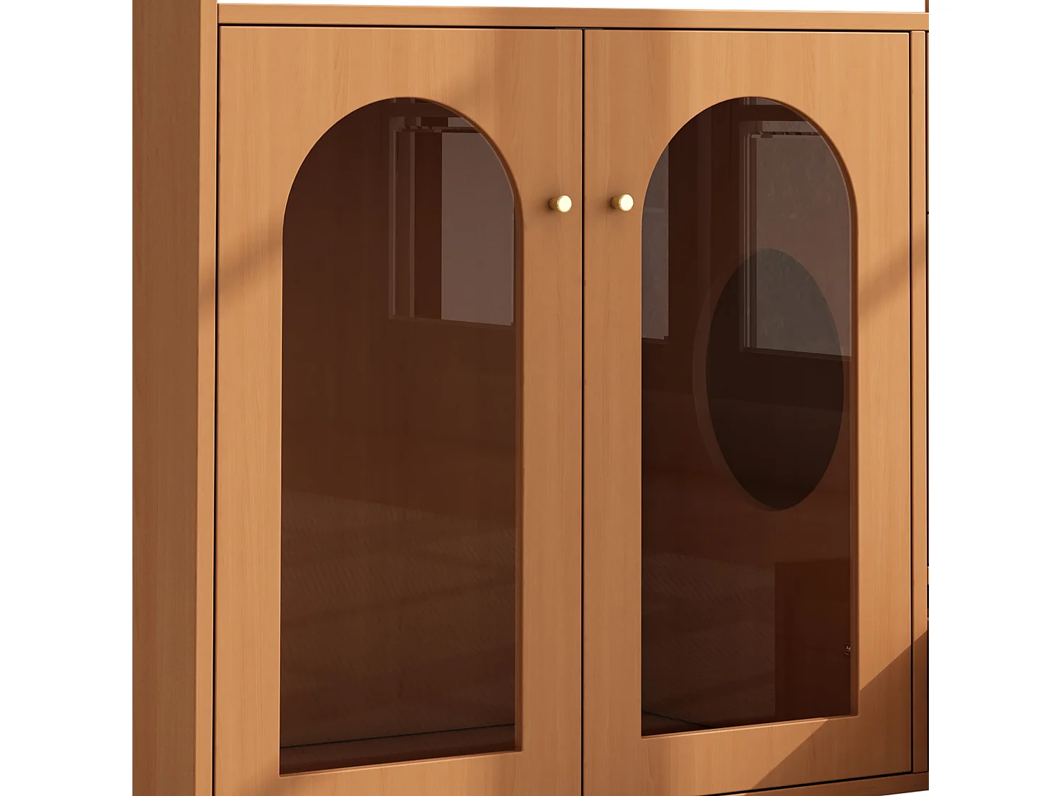 Buffet 120x45x83cm - 2 gamelles pour chat - 2 tiroirs et 2 portes - naturel