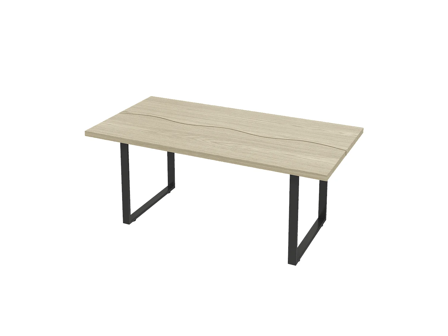 table à manger 160x80x75cm - style industriel - peut accueillir 6 à 8 personnes - cadre en métal- Noir + Naturel