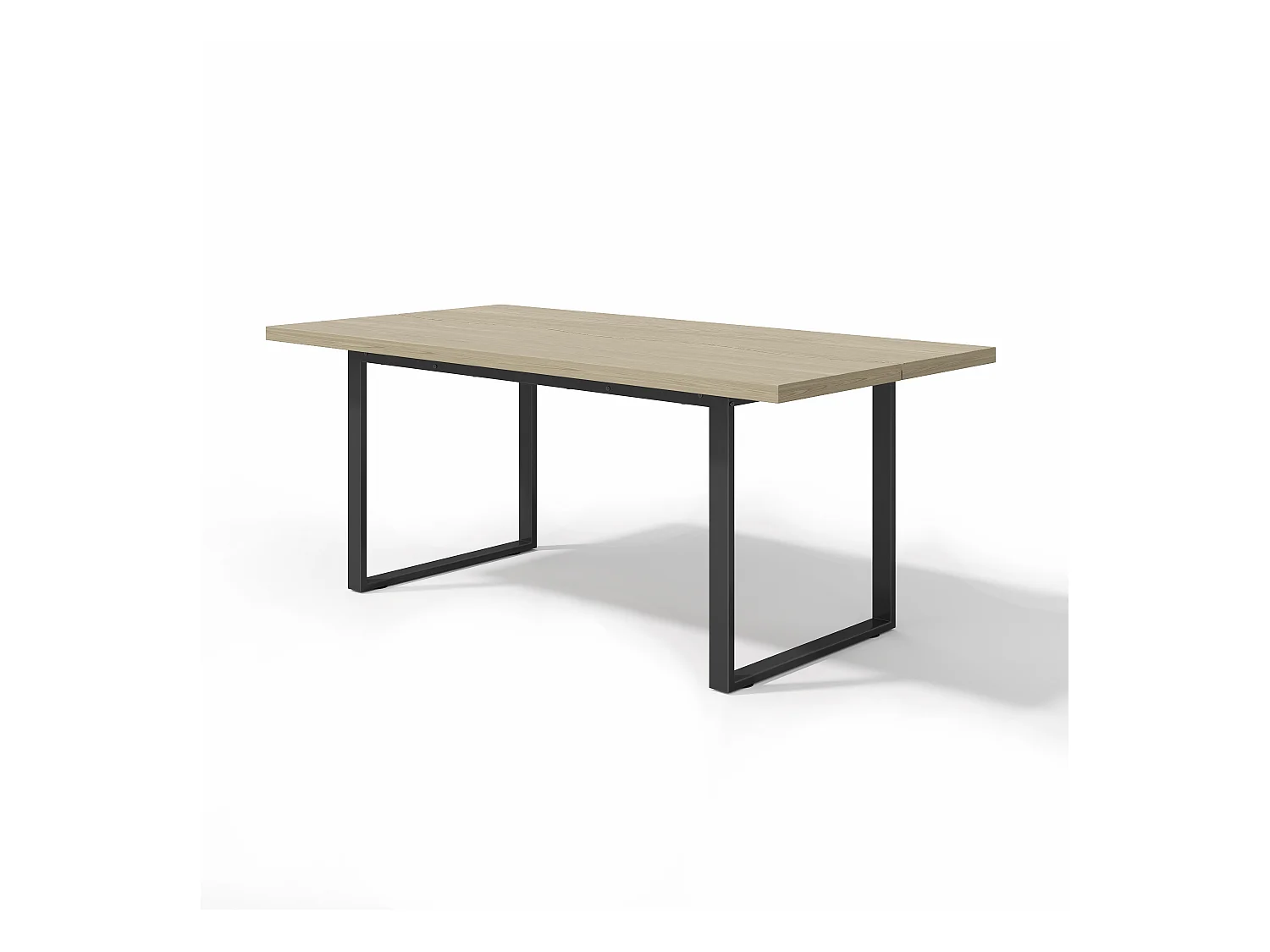 table à manger 160x80x75cm - style industriel - peut accueillir 6 à 8 personnes - cadre en métal- Noir + Naturel