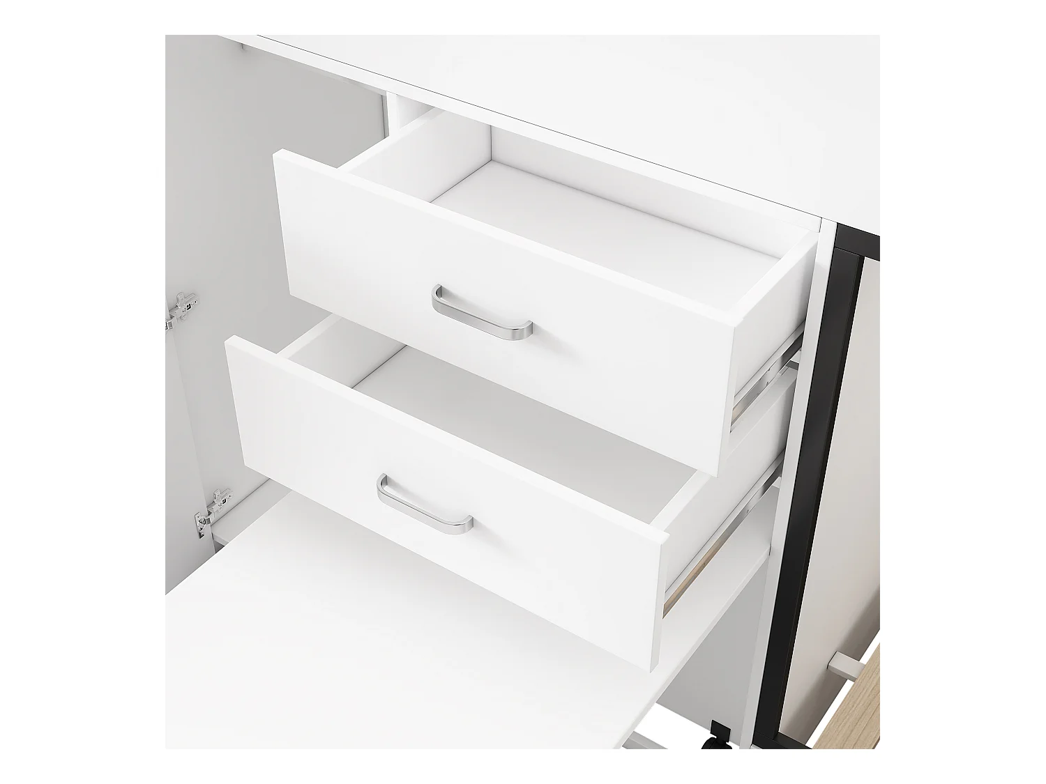 Lit superposé multifonctionnel - 2x90x200 cm- avec armoire et un bureau coulissant - Blanc (sans matelas)