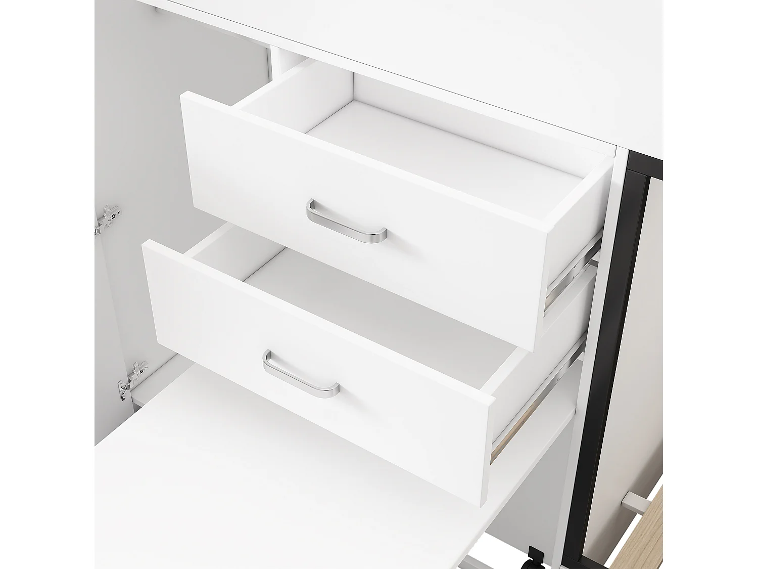 Lit superposé multifonctionnel - 2x90x200 cm- avec armoire et un bureau coulissant - Blanc (sans matelas)